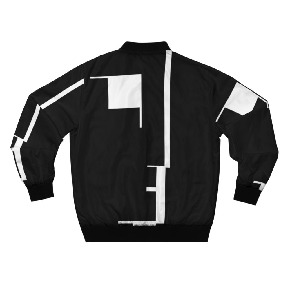 Bauhaus-inspired gothic bomber jacket with black and white geometric patterns - Back