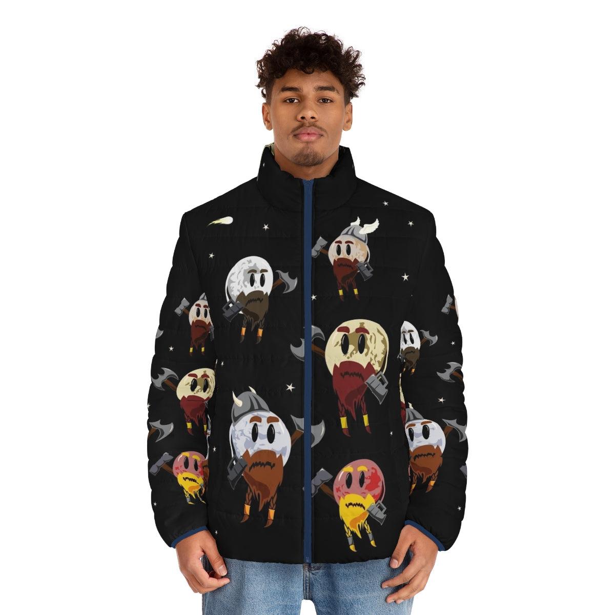 Dwarf planets puffer jacket featuring a galaxy design - men front