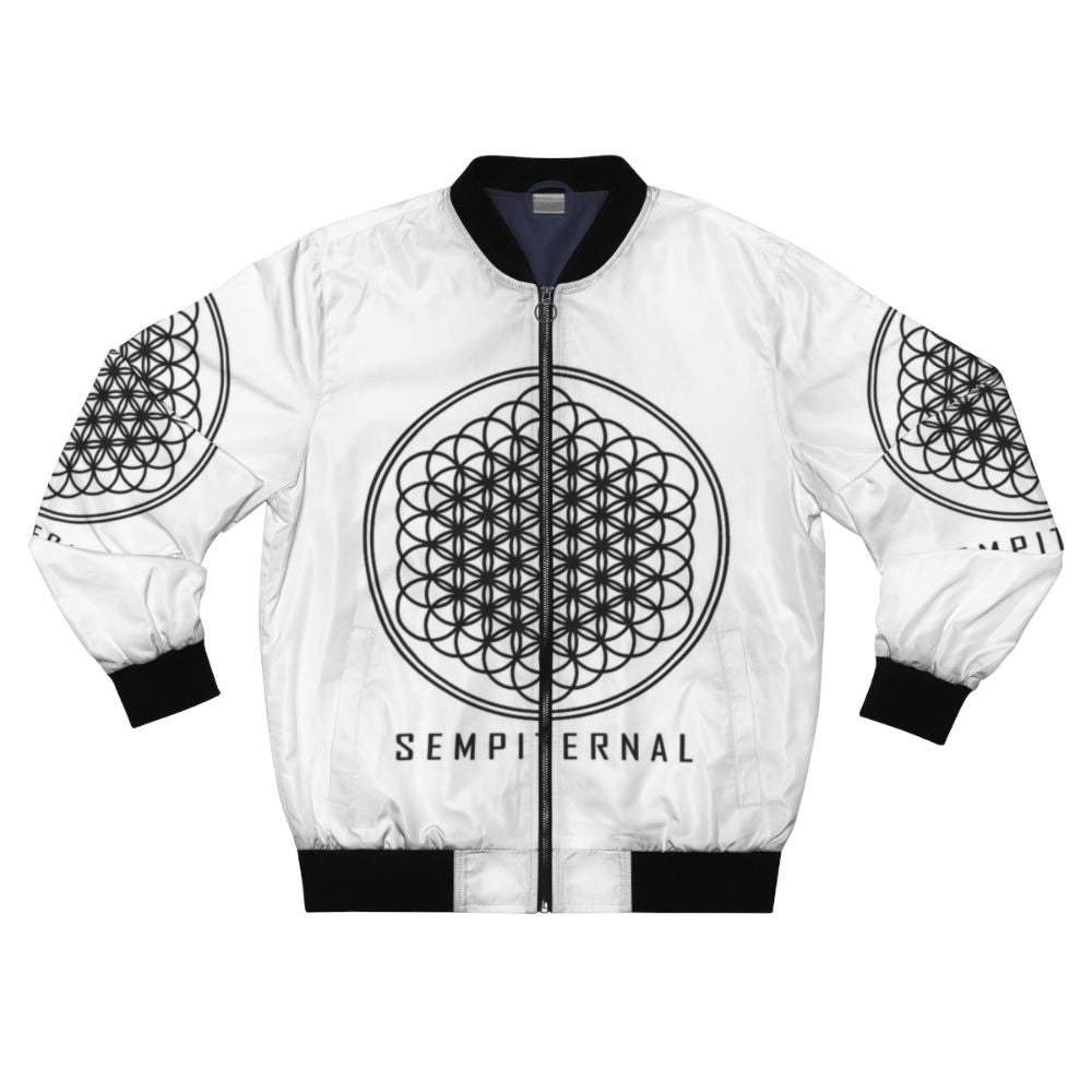 Bring Me The Horizon Vintage Black Bomber Jacket with Graphic Logo Design