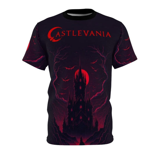 Dark fantasy Castlevania inspired t-shirt featuring characters like Alucard, Trevor Belmont, and Sypha Belnades.