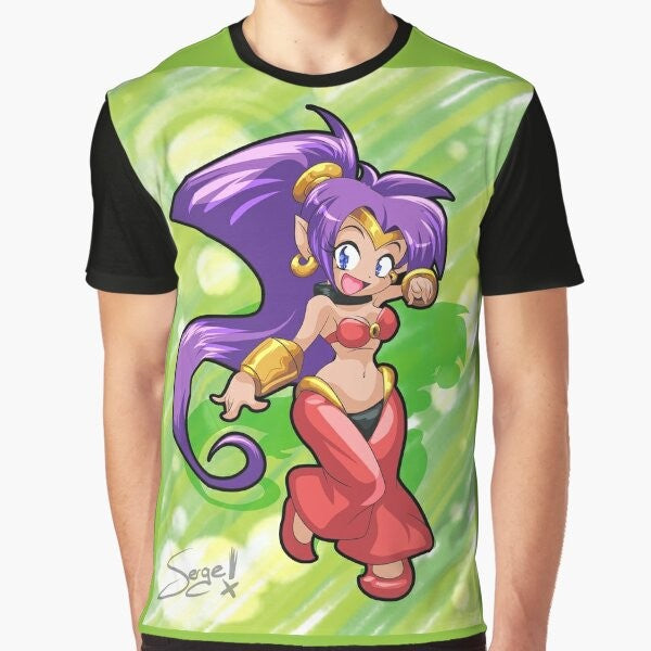 Shantae, the half genie hero, in a chibi-style graphic design on a t-shirt