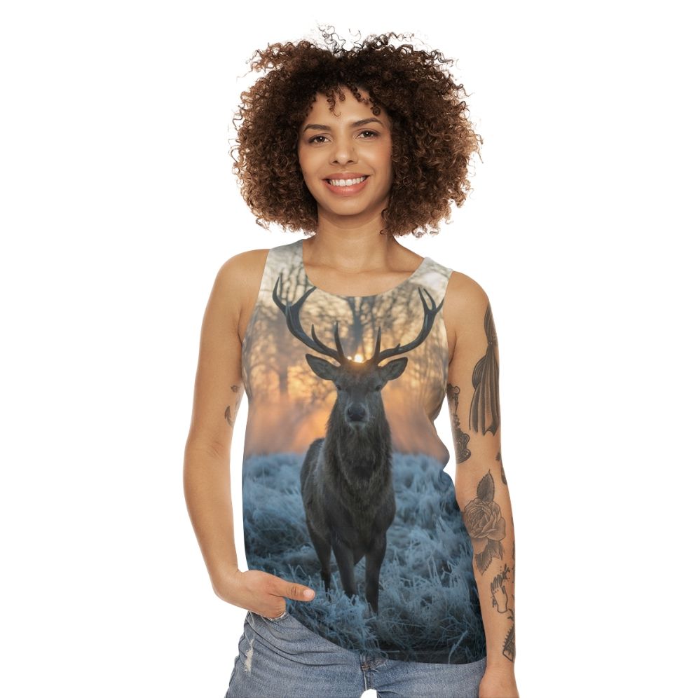 Mystic Highland Unisex Tank Top with Mythic Stag Design - women