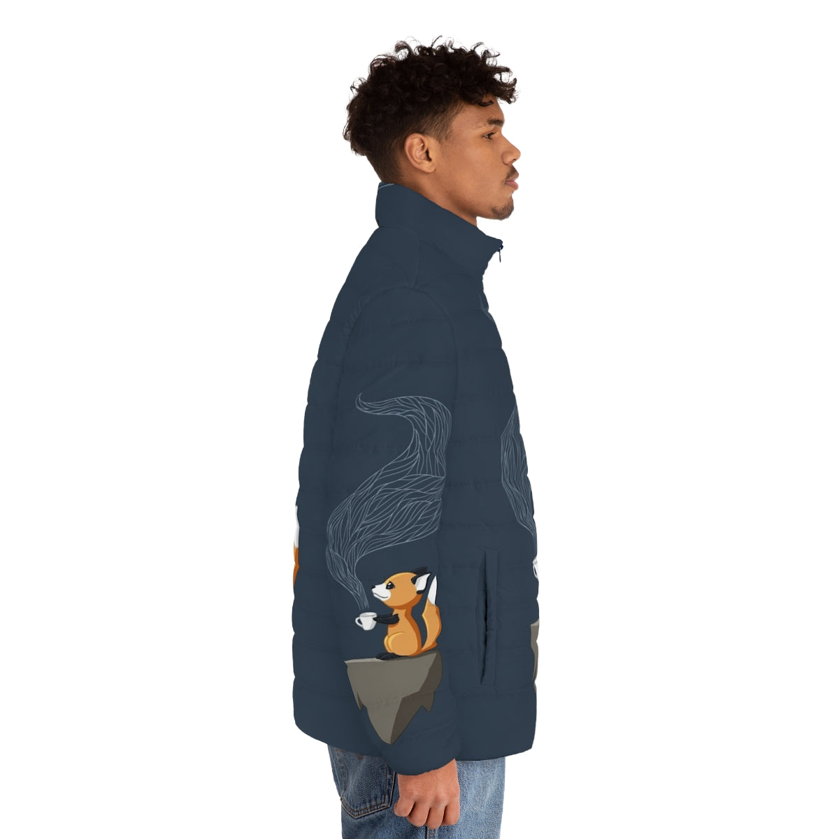 Adorable Fox Tea Puffer Jacket for Children - men side right