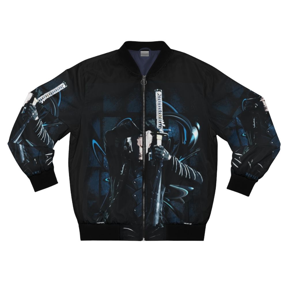 Devil May Cry inspired bomber jacket with demon and angel design elements