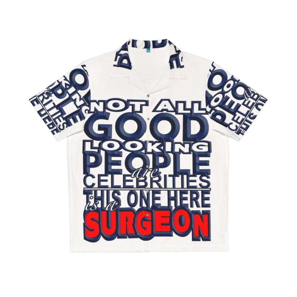 Surgeon wearing a colorful Hawaiian shirt