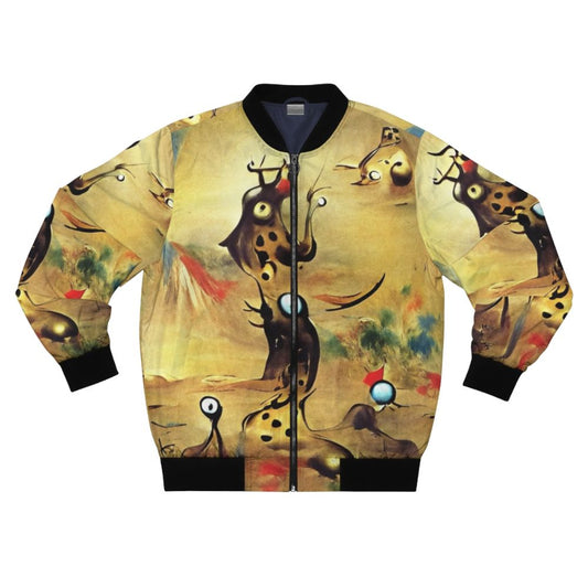 Salvador Dali inspired surrealist bomber jacket with dreamscape and Egyptian deity design