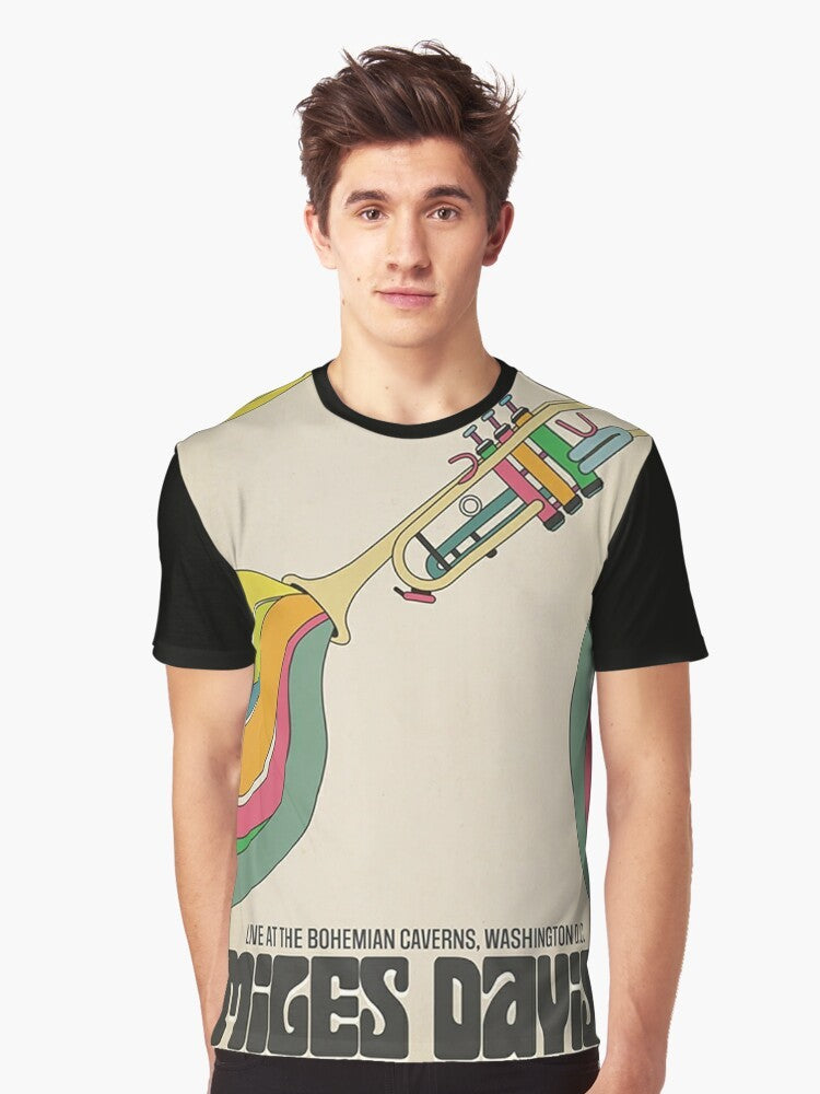 Vintage Aesthetic Davis Poster Graphic T-Shirt featuring a classic jazz music design - Men