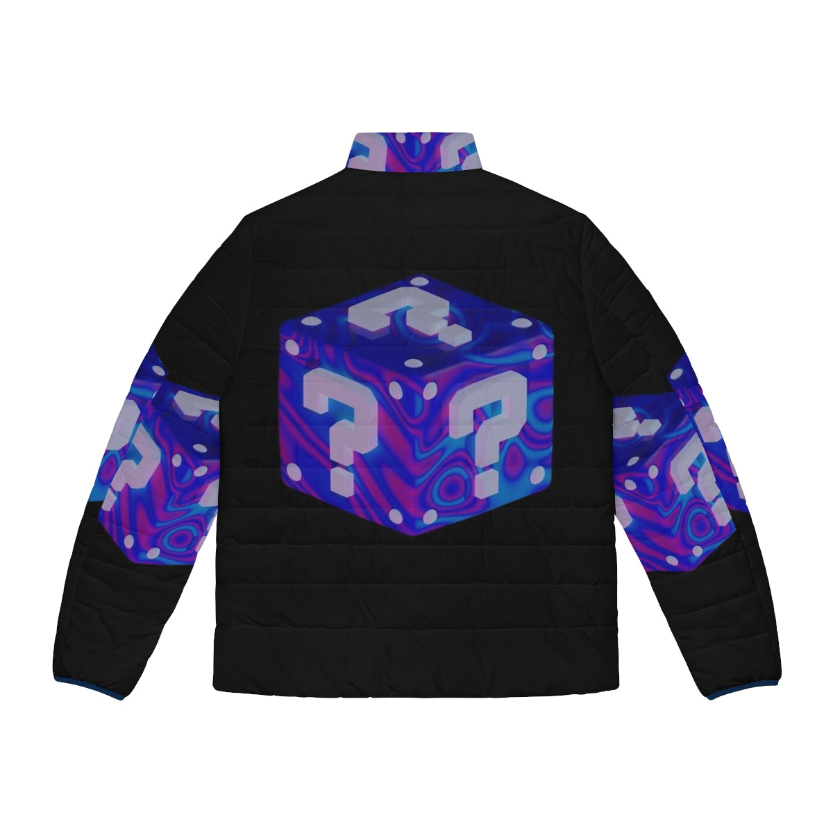 Mystery Box Puffer Jacket with psychedelic, geometric design - Back