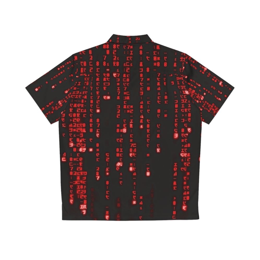 Red Matrix Code Hawaiian Shirt - Cyber Futuristic Programming Shirt - Back