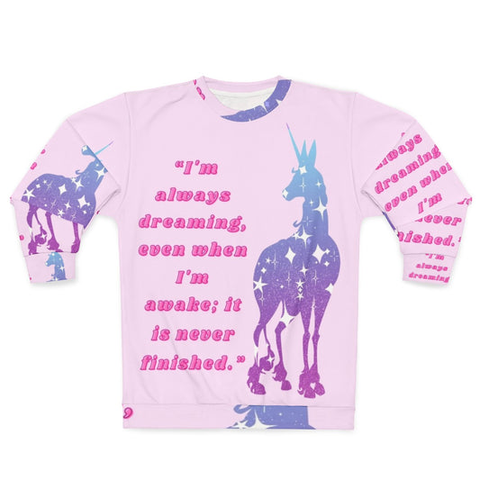 The Last Dreamer 3 Sweatshirt featuring a fantasy unicorn design with stars and 80s nostalgia