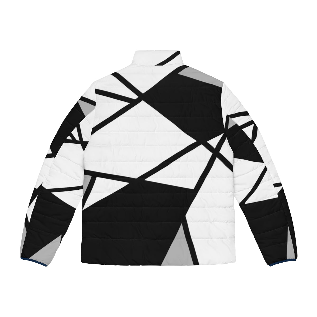 Black puffer jacket with modern geometric pattern - Back