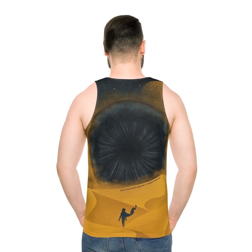 Unisex yellow sand tank top inspired by the Dune movie - men back