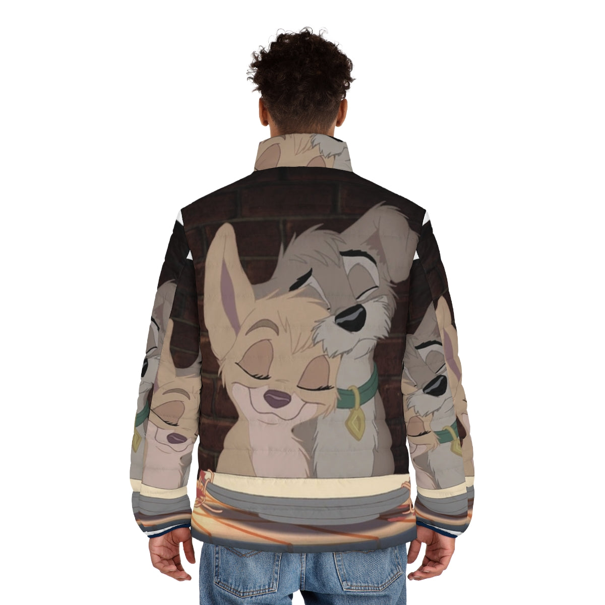 Hazbin Hotel Angel Dust Puffer Jacket with Anime-Inspired Design - men back