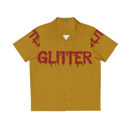 Goth glitter blood Hawaiian shirt with heavy metal typography