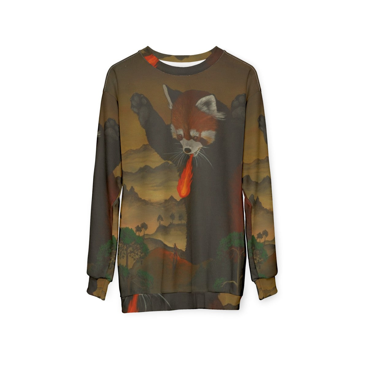 Fiery Giant Red Panda Sweatshirt - hanging