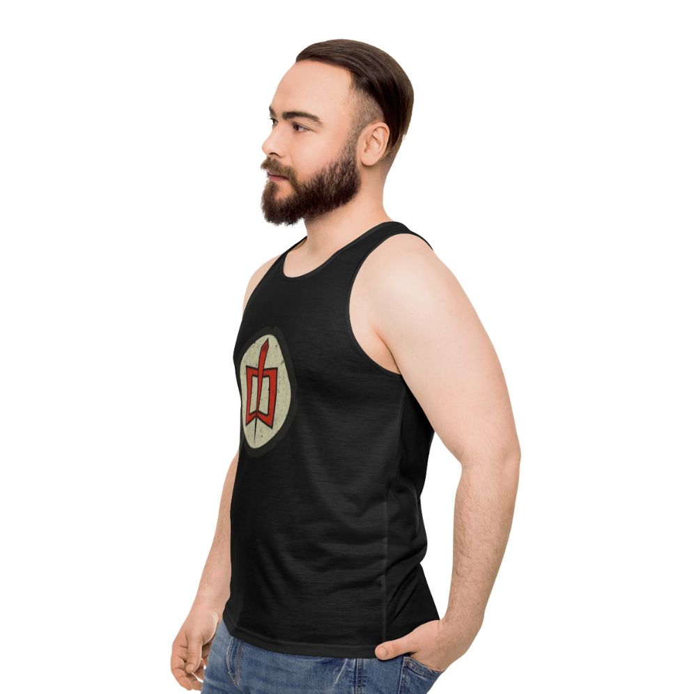 Retro superhero unisex tank top - men side