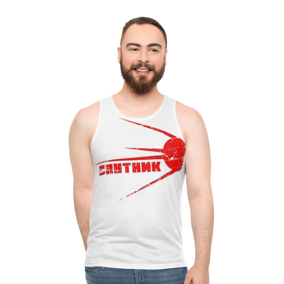 Sputnik Unisex Tank Top with Soviet Space Program Design - men