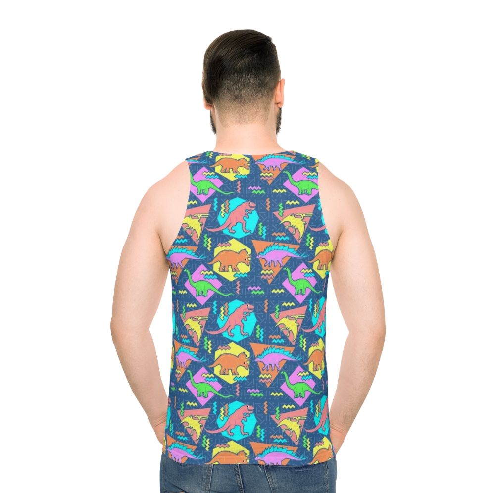 Nineties Dinosaurs Pattern Unisex Tank Top - men back