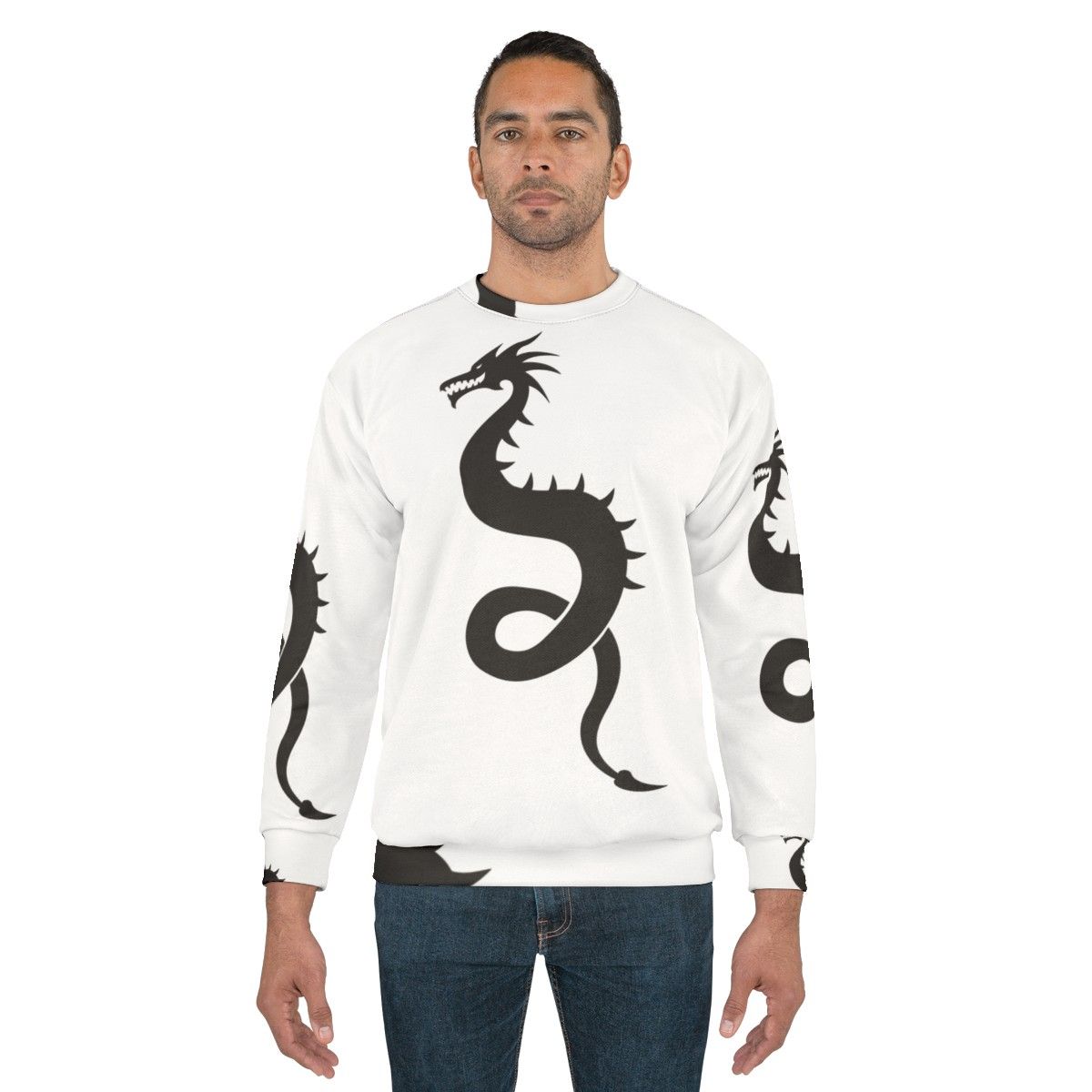 Legendary animals dragon silhouette cool sweatshirt - men