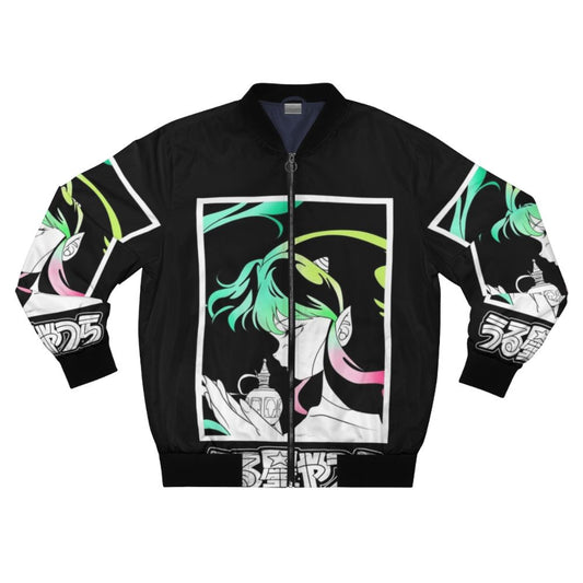 Retro anime inspired URUSEI YATSURA bomber jacket with Lamu and Rumiko Takahashi characters