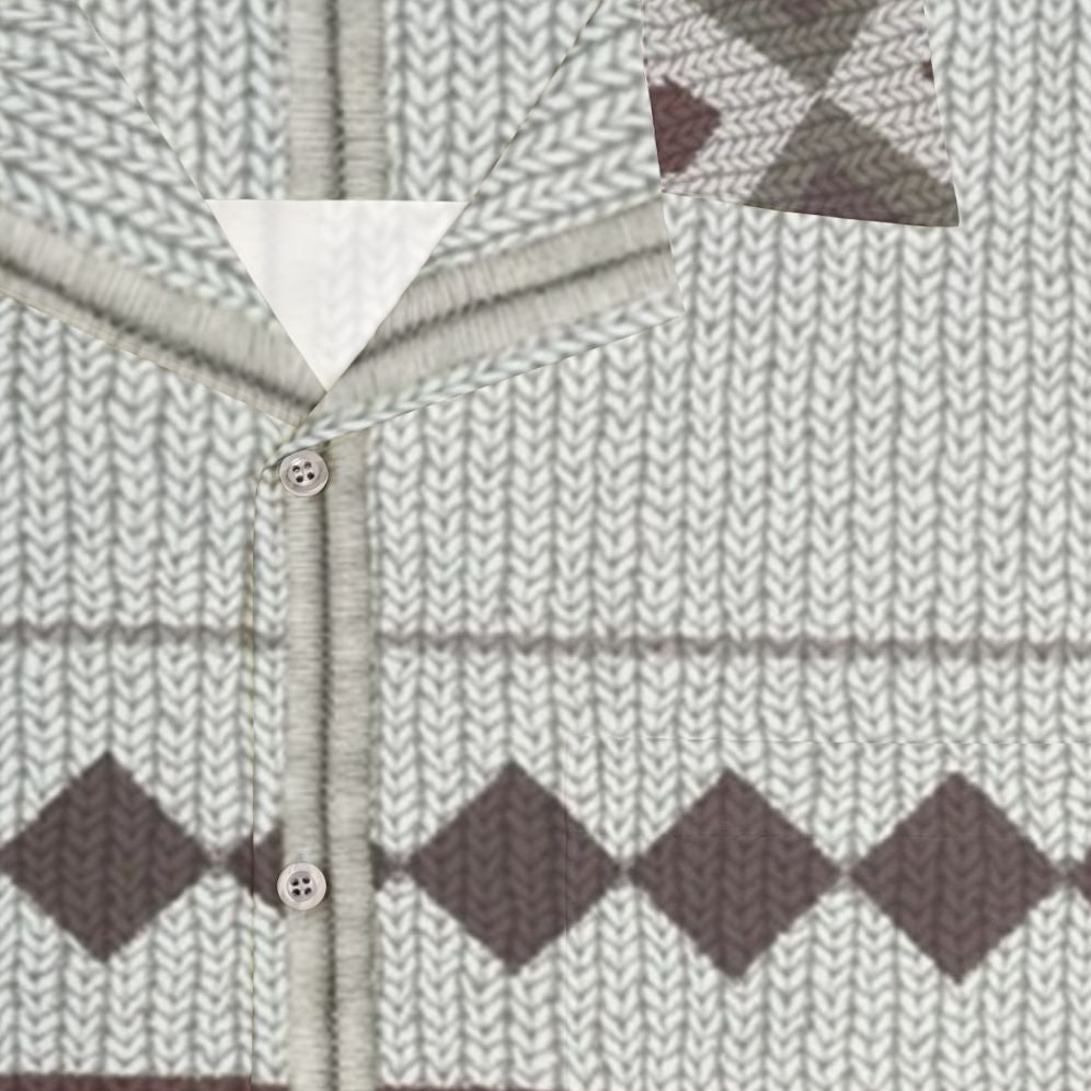 Derek Jumper inspired Hawaiian shirt with knitted cardigan design - Detail