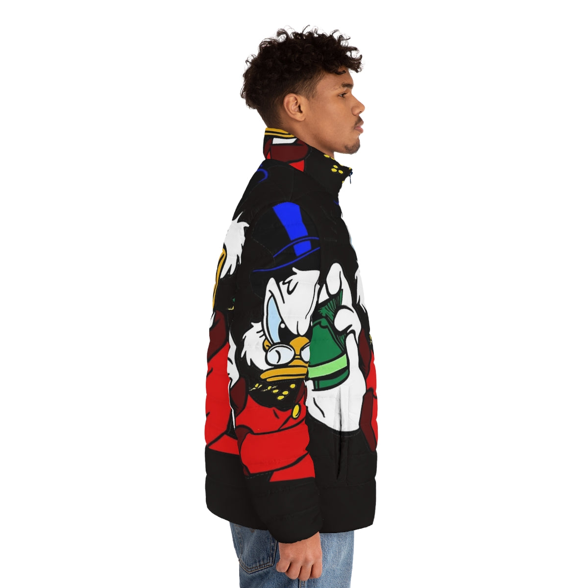 Scrooge McDuck puffer jacket with classic t-shirt design - men side right