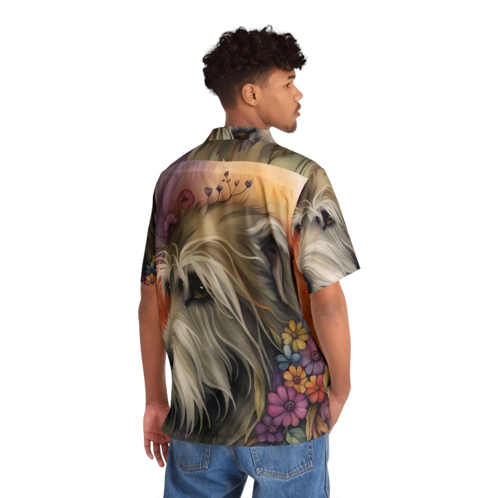 Bohemian Irish Wolfhound Watercolor Floral Hawaiian Shirt - People Back