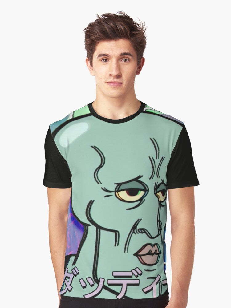 Handsome Squidward Vaporwave Aesthetic Graphic T-Shirt - Men