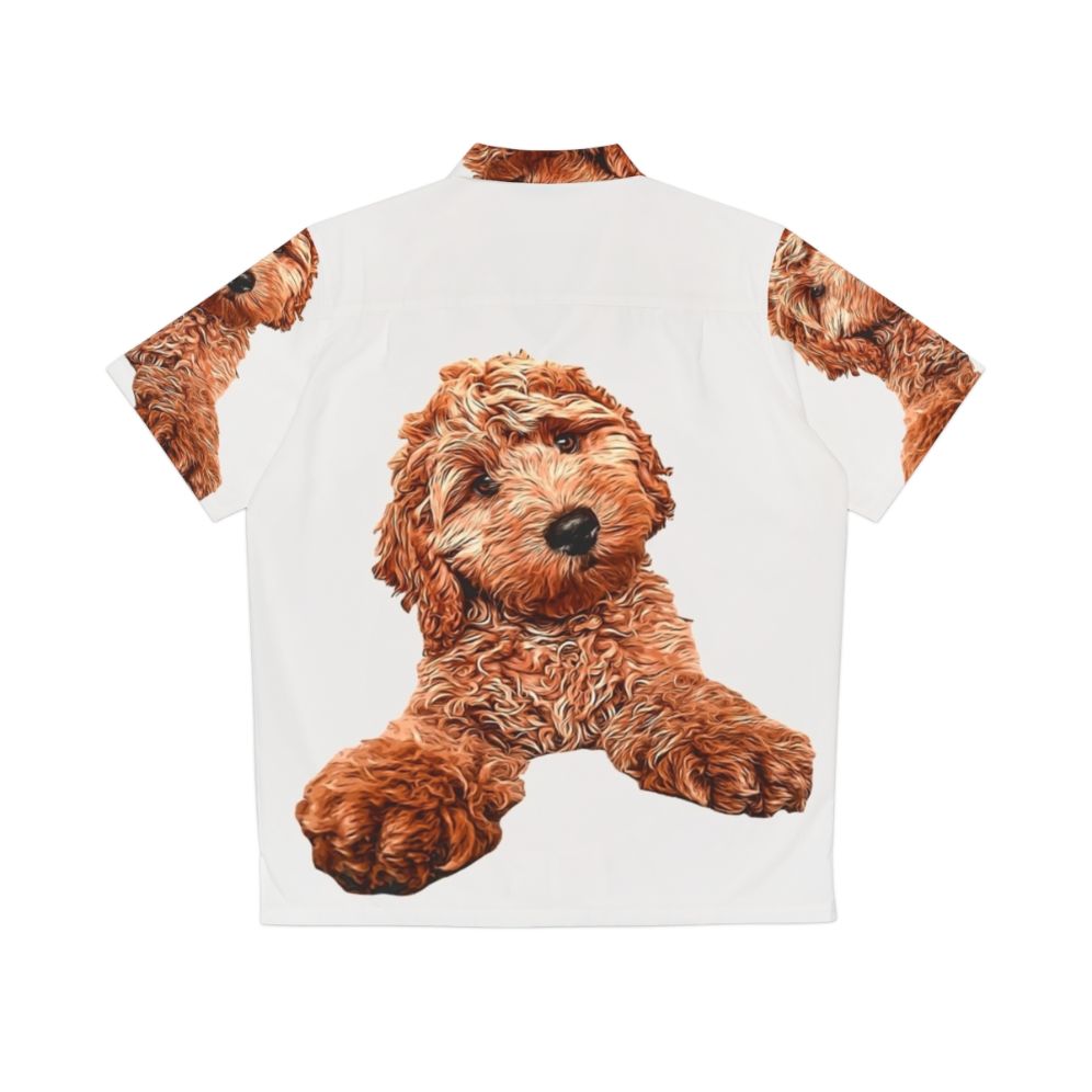 Cavapoo Labradoodle Goldendoodle dog wearing a Hawaiian shirt - Back