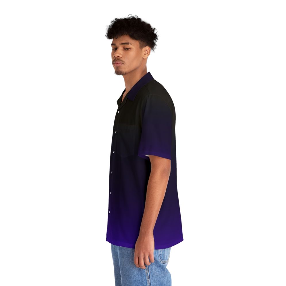 Black and purple gradient Hawaiian shirt with a minimalistic, celestial design - People Left