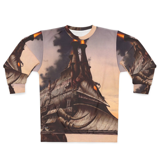 The Heavy Metal Hero Sweatshirt featuring fantasy art, locomotive, and steam punk design