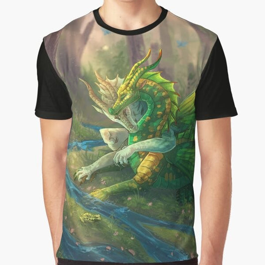 Graphic t-shirt featuring Sundew and Willow from the Wings of Fire fantasy book series