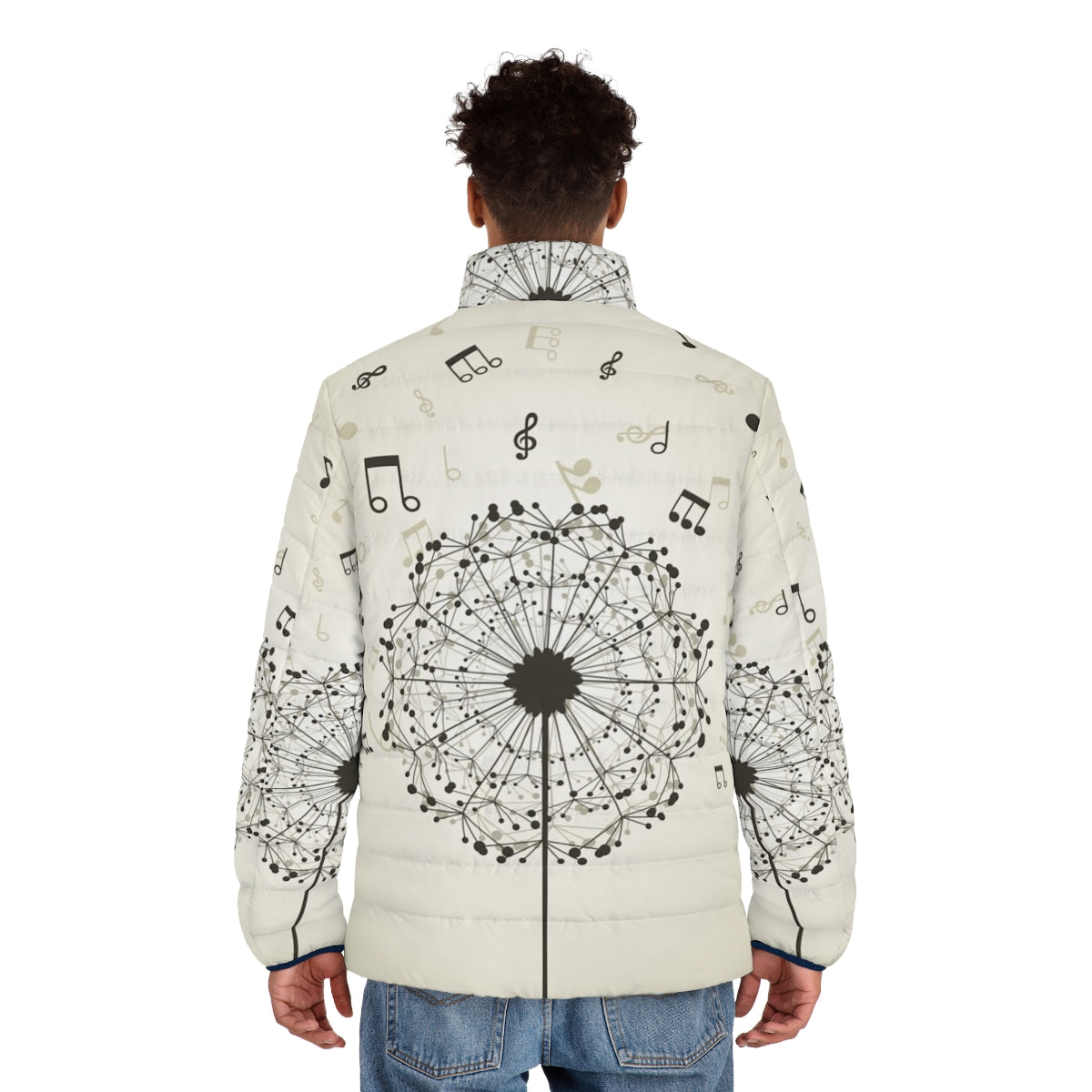 Dandelion puffer jacket with nature-inspired design - men back