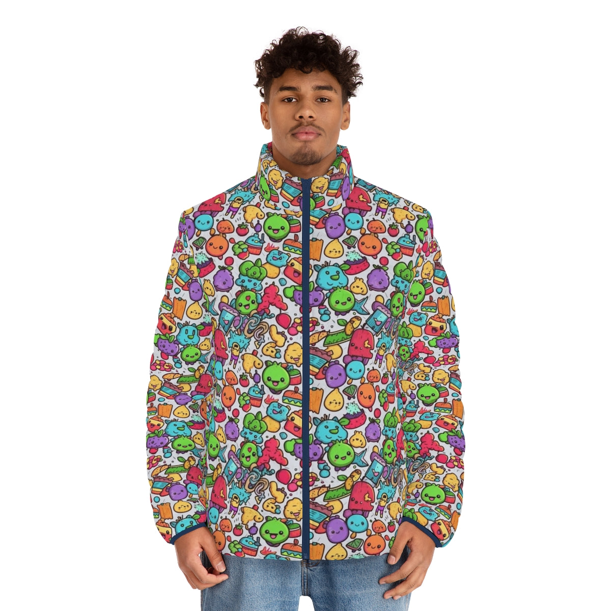 Hobbies Cartoon Puffer Jacket 6 with abstract and hipster design - men front