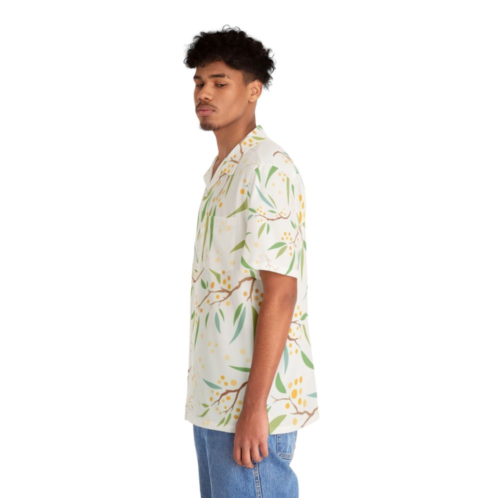 Golden Wattle Hawaiian Shirt with Floral Pattern - People Left