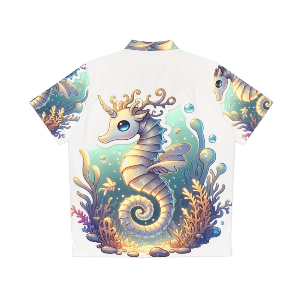 Legendary fantasy seahorse and deer in a Hawaiian shirt print - Back