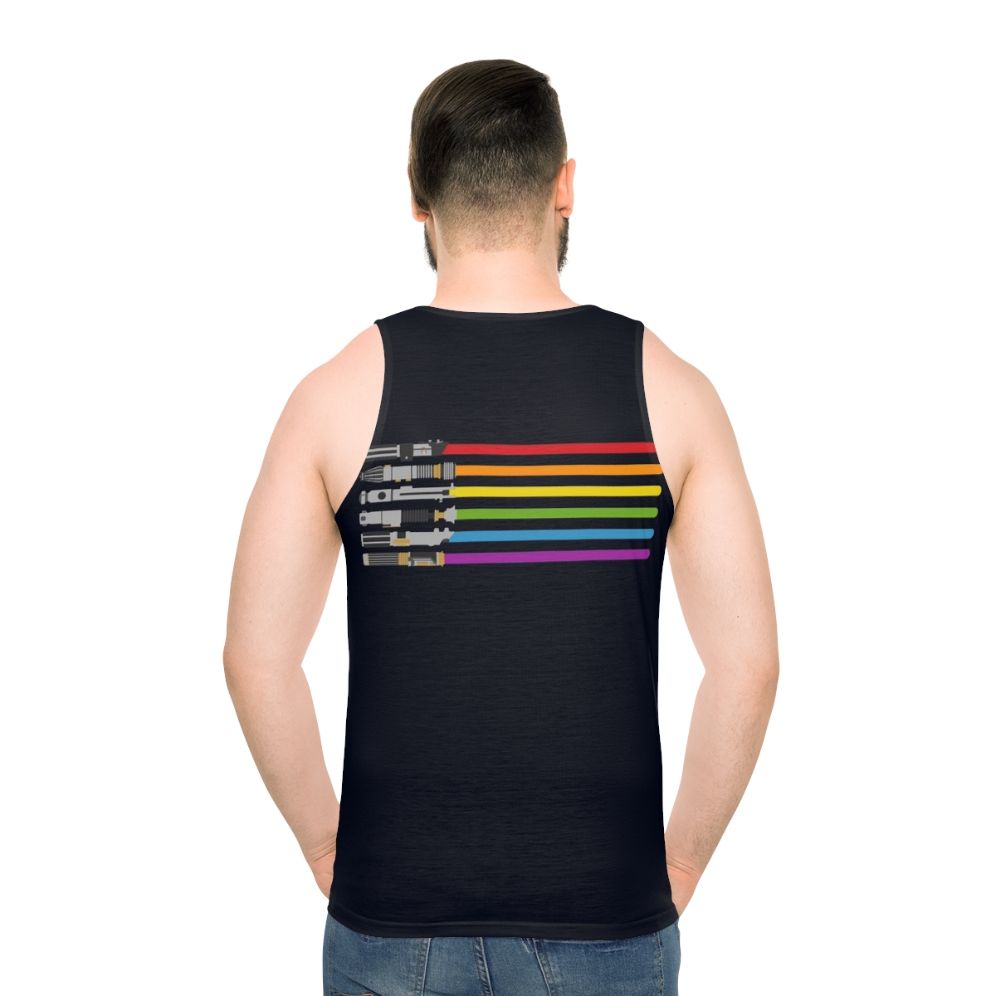 Lightsaber rainbow unisex tank top - men back