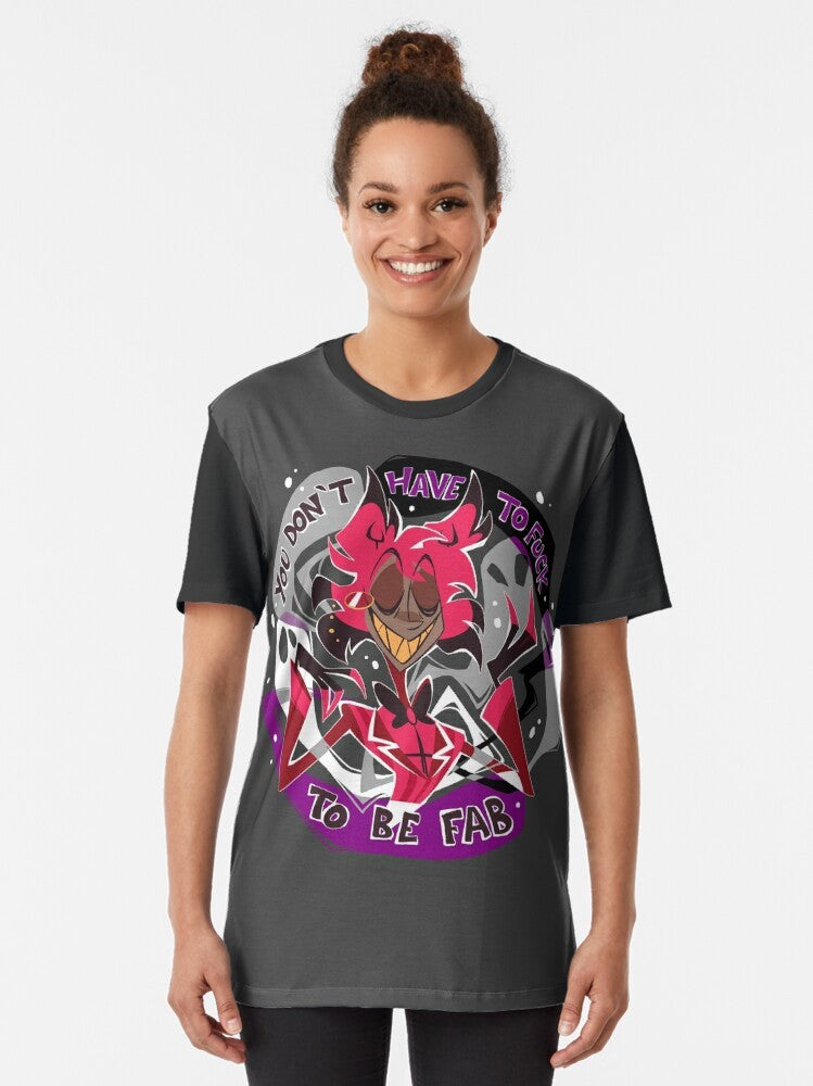 Asexual pride graphic t-shirt featuring Alastor from the Hazbin Hotel series - Women