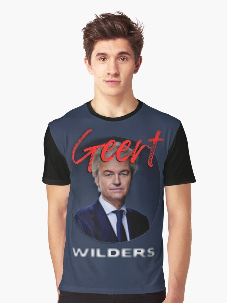 Geert Wilders, the leader of the Party for Freedom (PVV) in the Netherlands, featured on a graphic t-shirt - Men