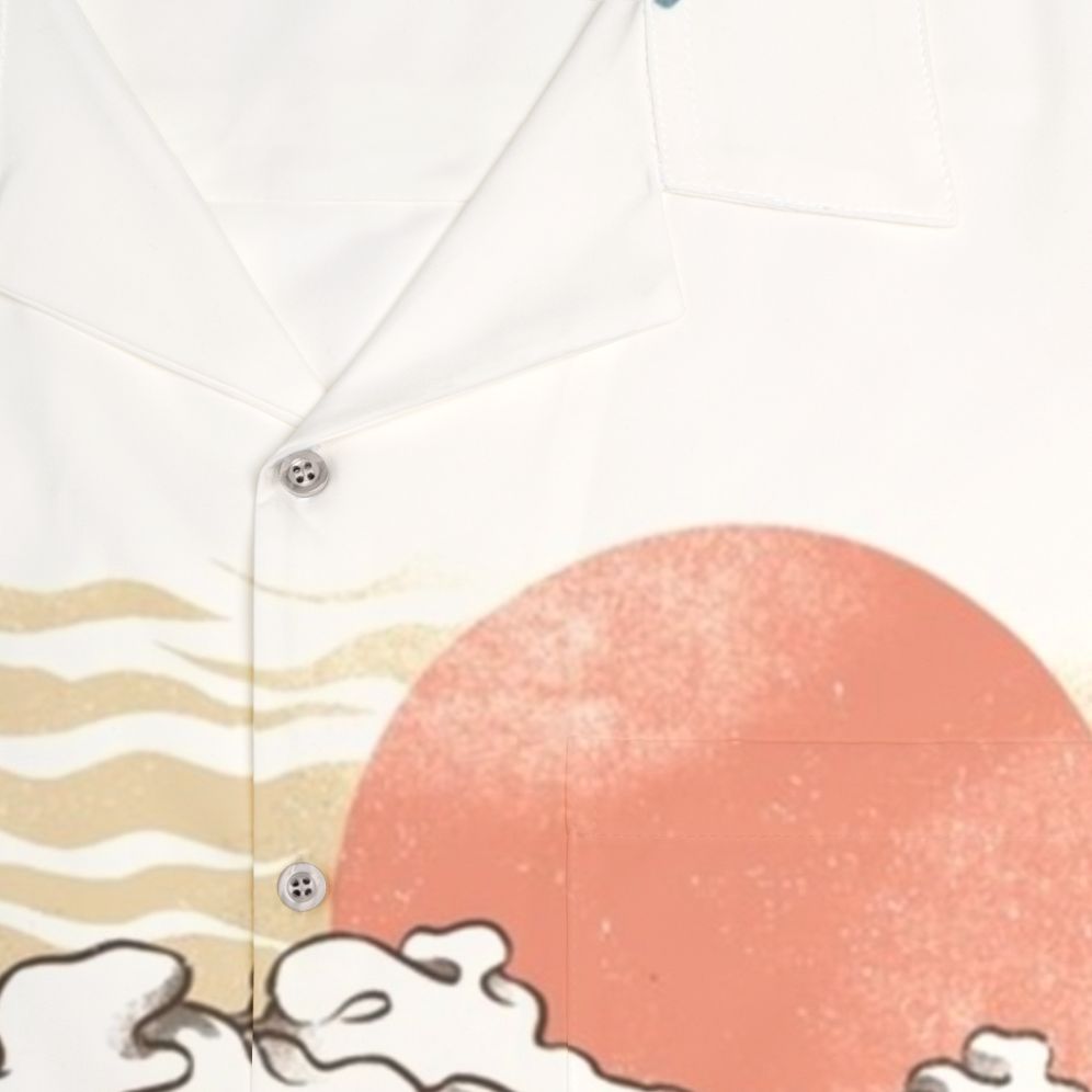 Sharkiri Sushi Hawaiian Shirt featuring a kawaii shark and sushi design - Detail