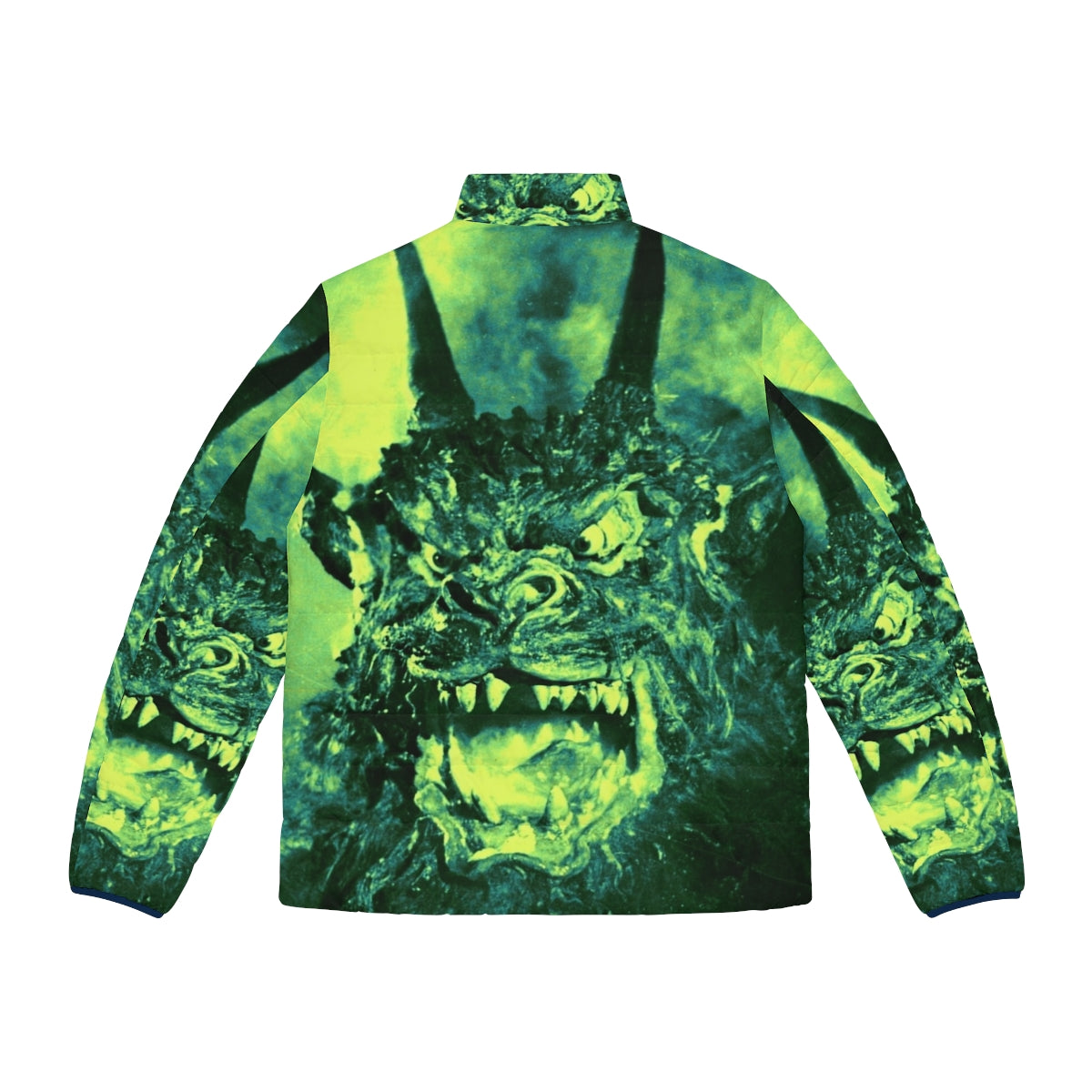 "Night of the Demon 1957 horror movie puffer jacket featuring vintage horror film imagery" - Back