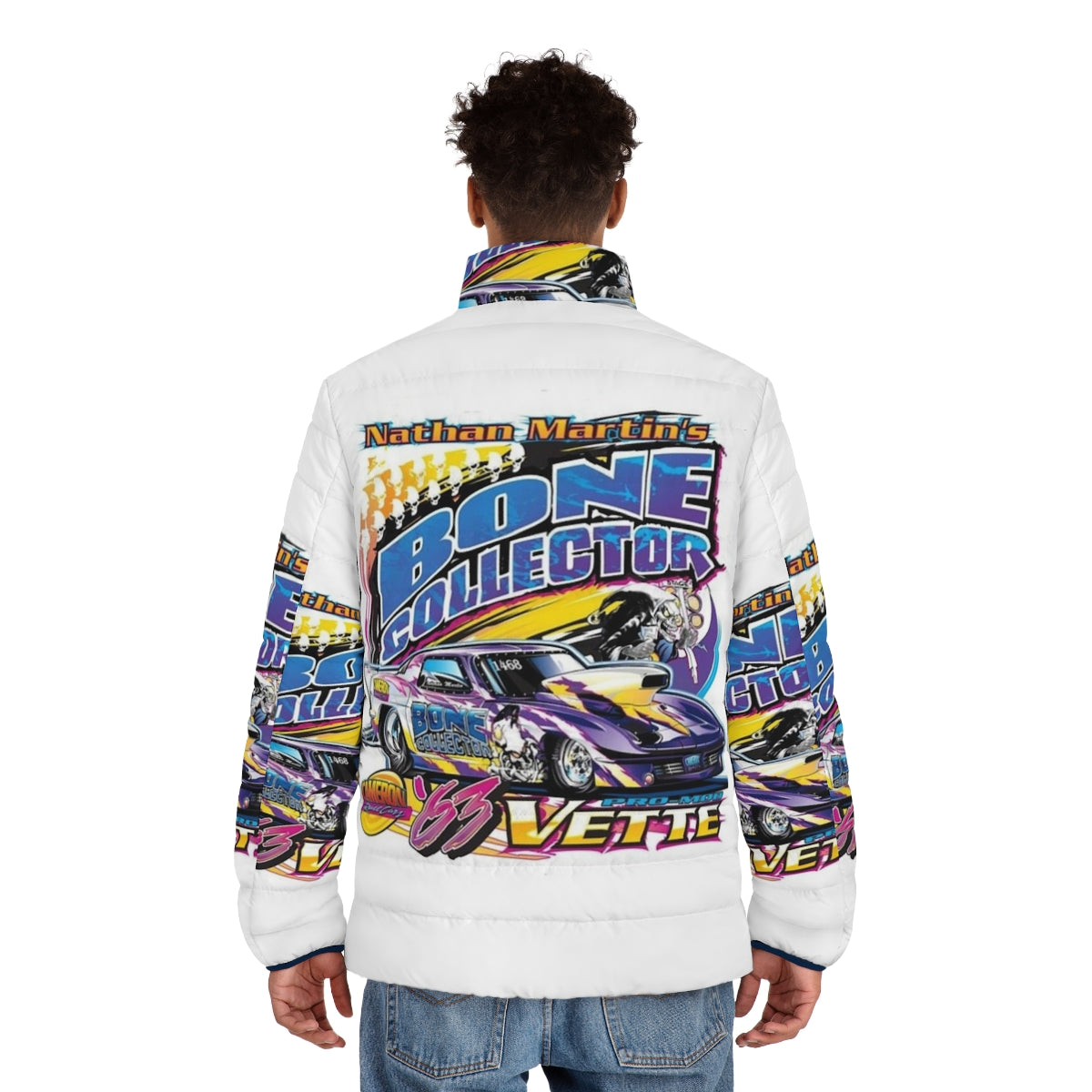 Nathan Martin's Nascar Puffer Jacket with Racing & Music Themes - men back