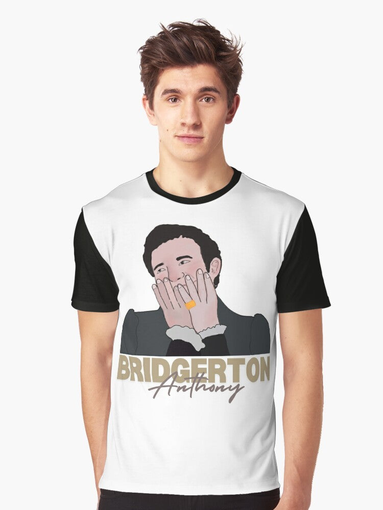 Graphic t-shirt featuring Anthony Bridgerton, a character from the Netflix series Bridgerton. - Men