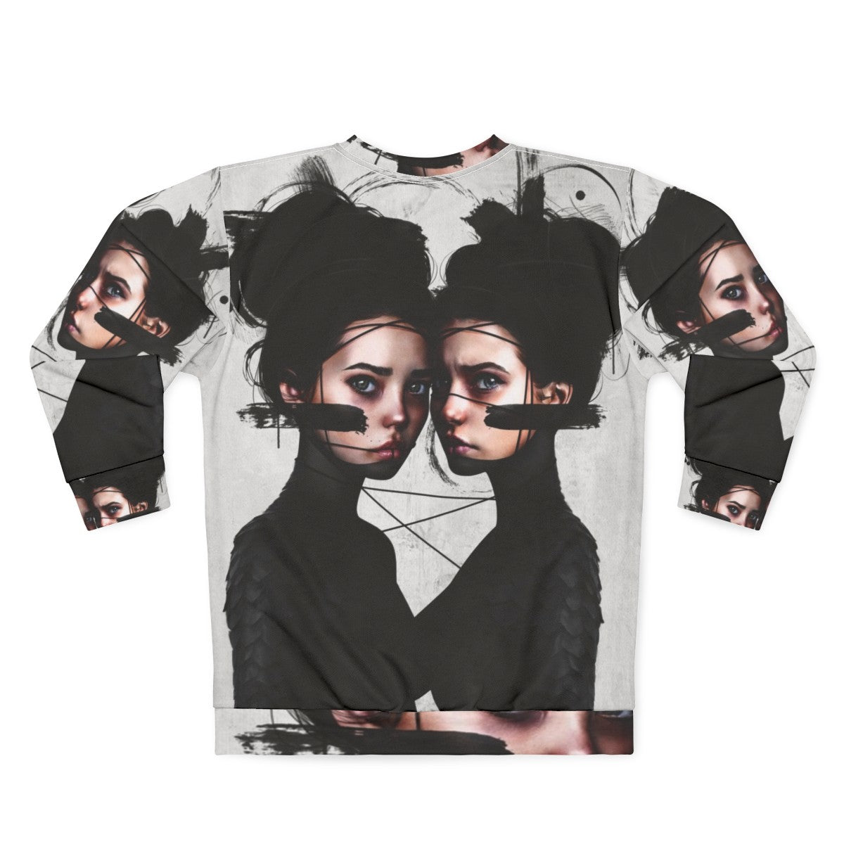 Gemini Zodiac Sweatshirt with Realistic Portrait Design - Back