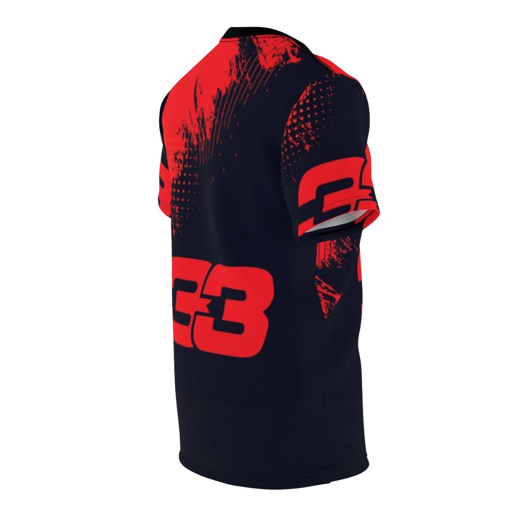 Formula 1 inspired t-shirt featuring Max Verstappen's race car number 33 - men right