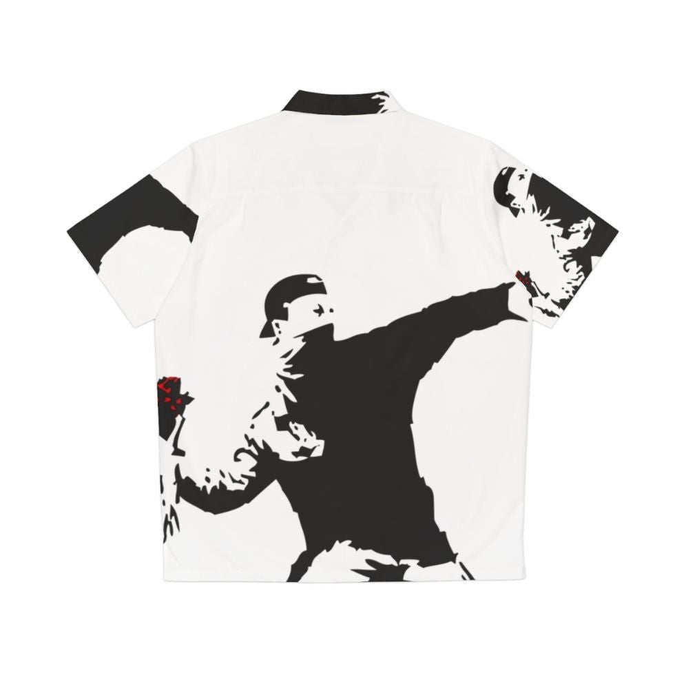 Banksy Flower Thrower Hawaiian Shirt - Back