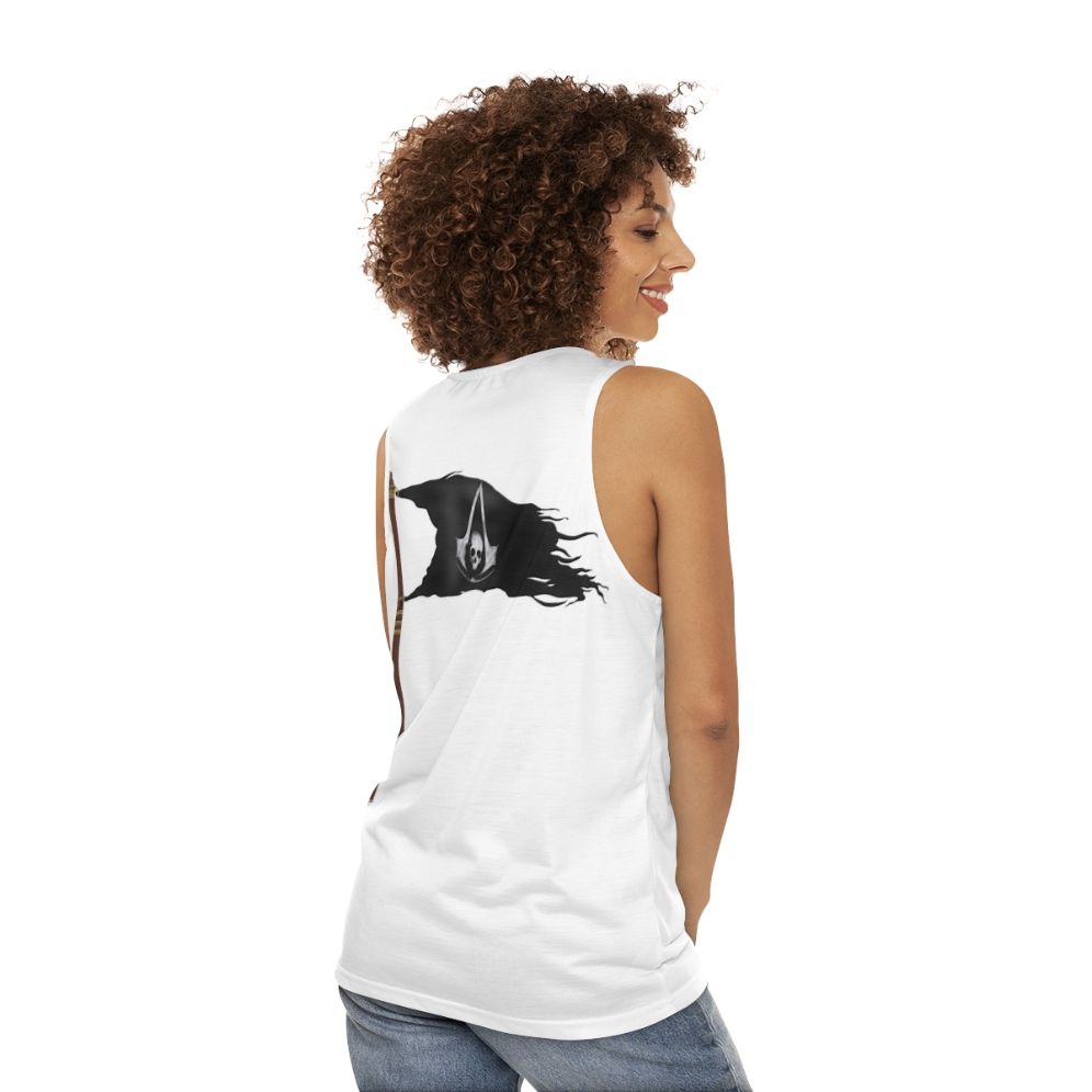 Assassin's Creed Black Flag Pirate Flag Unisex Tank Top - women back