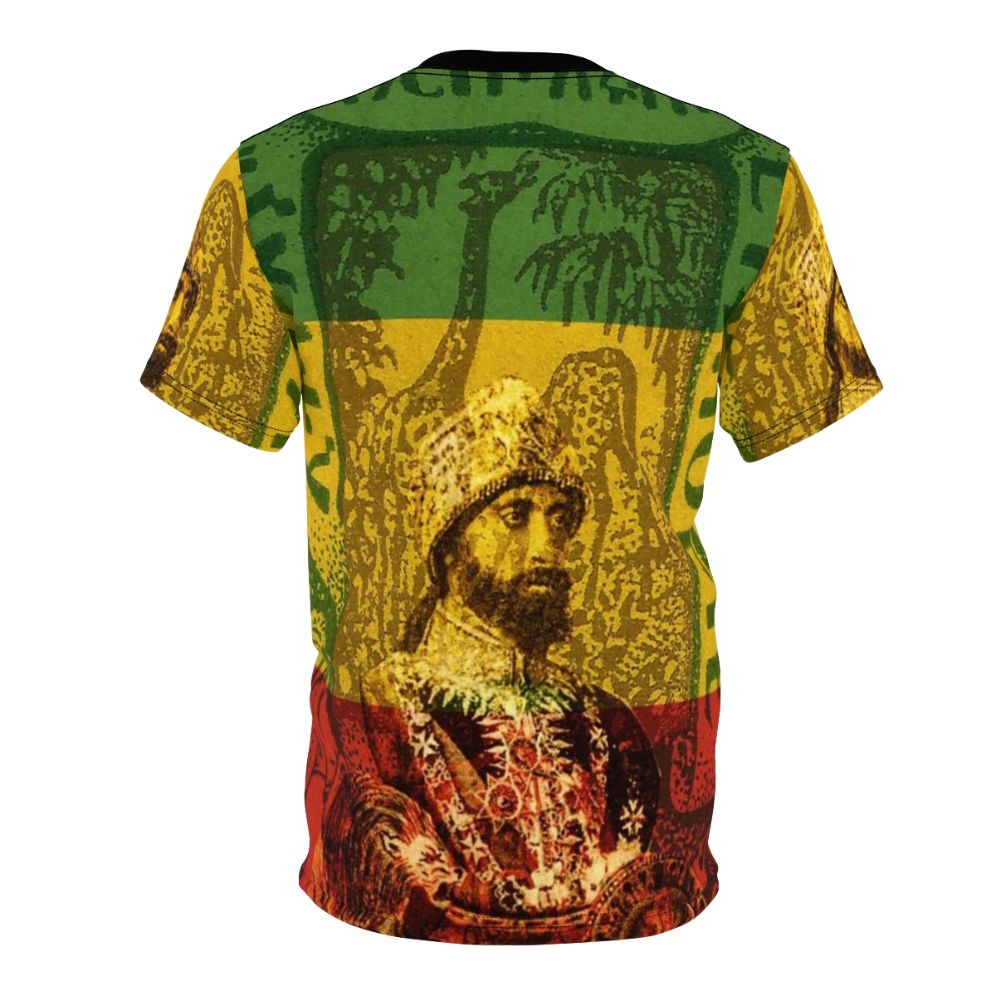 Rastafarian t-shirt design featuring Haile Selassie, the former emperor of Ethiopia - Back