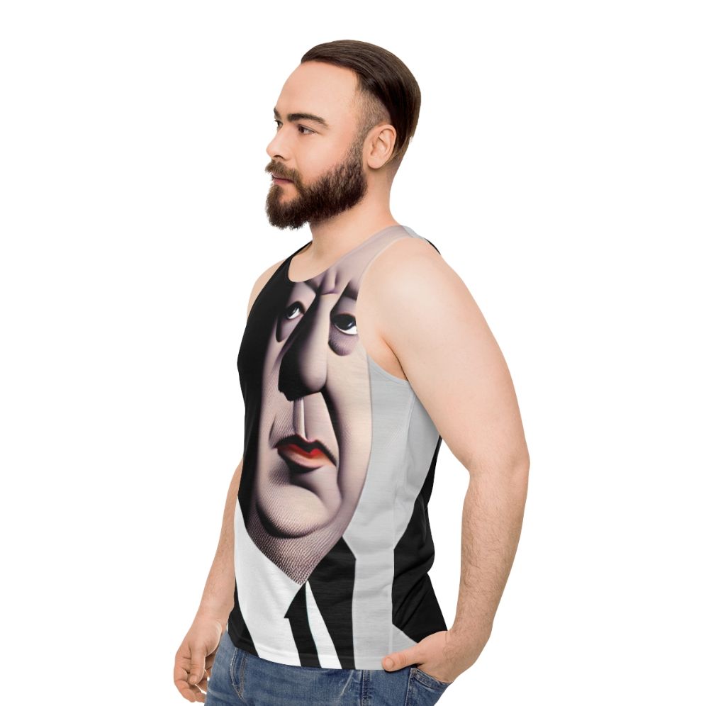 Alfred Hitchcock Inspired Unisex Tank Top - men side