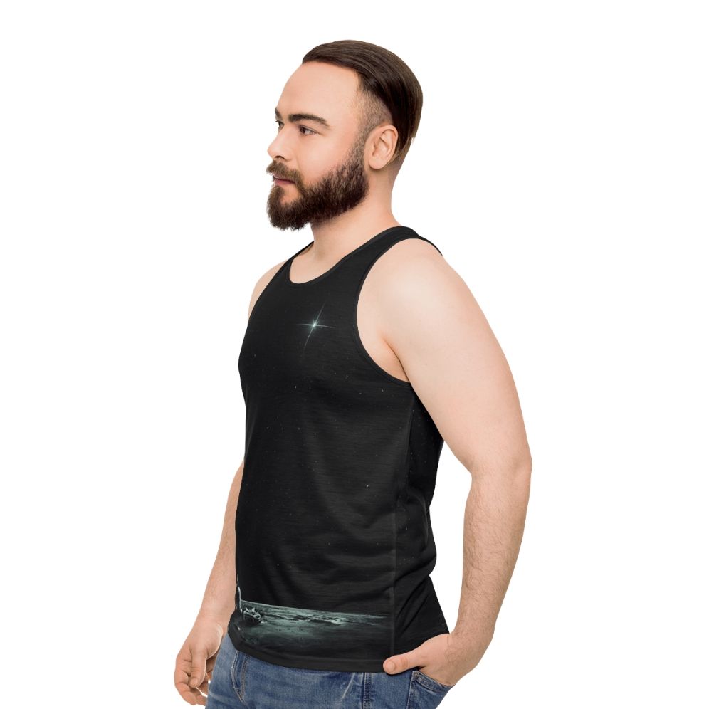 Space-themed unisex tank top featuring abstract cosmic design - men side